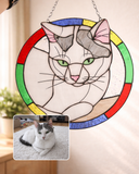 Stained glass custom portrait, Memorial cat gift from Your Photo