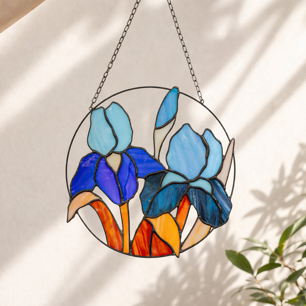 Blue Iris Stained glass Suncathcher