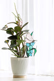 White Butterfly with Blue Flowers Plant Stake