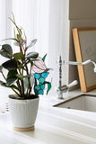 White Butterfly with Blue Flowers Plant Stake