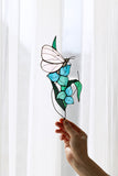 White Butterfly with Blue Flowers Plant Stake