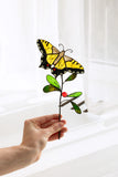 Stained Glass Butterfly Plant Decor