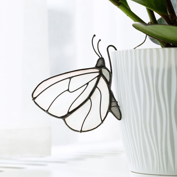 White Butterfly Flower Pot Clip