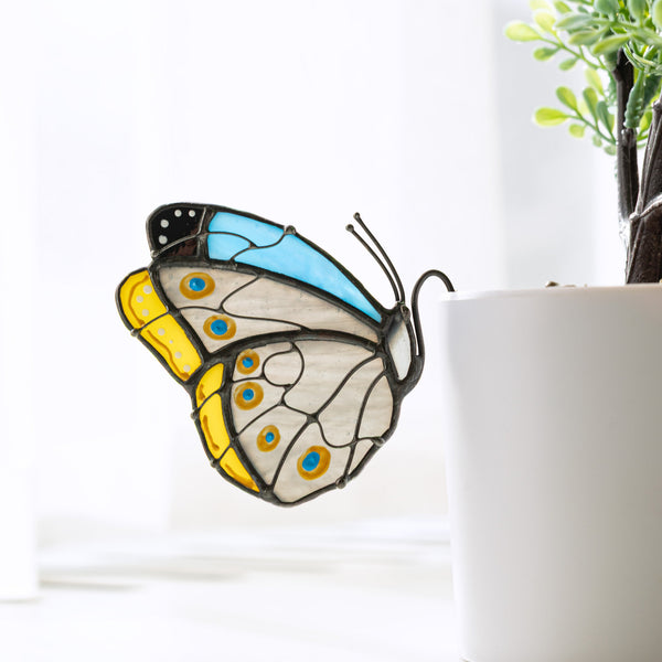 Stained Glass Butterfly Plant Clip