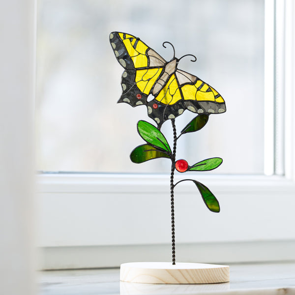 Stained Glass Butterfly Plant Decor