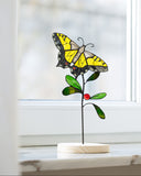 Stained Glass Butterfly Plant Decor
