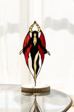 Stained Glass Dracula Figurine | Gothic Vampire Statue on Wooden Base | Halloween Decor | Plant Pot Stake