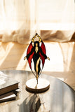 Stained Glass Dracula Figurine | Gothic Vampire Statue on Wooden Base | Halloween Decor | Plant Pot Stake