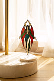 Stained Glass Dracula Figurine | Gothic Vampire Statue on Wooden Base | Halloween Decor | Plant Pot Stake