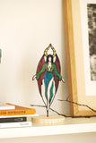 Stained Glass Dracula Figurine | Gothic Vampire Statue on Wooden Base | Halloween Decor | Plant Pot Stake