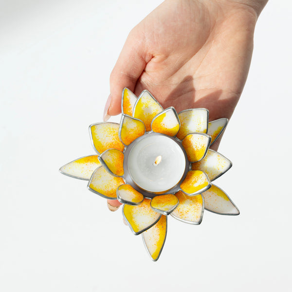 Stained Glass Lotus Candle Holder | Tea Light Holder