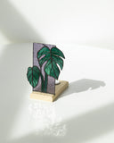 Tropical Foliage Flower Glass Panel Candle Holder