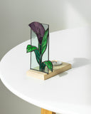 Tropical Foliage Flower Glass Panel Candle Holder