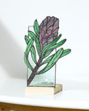 Tropical Foliage Flower Glass Panel Candle Holder