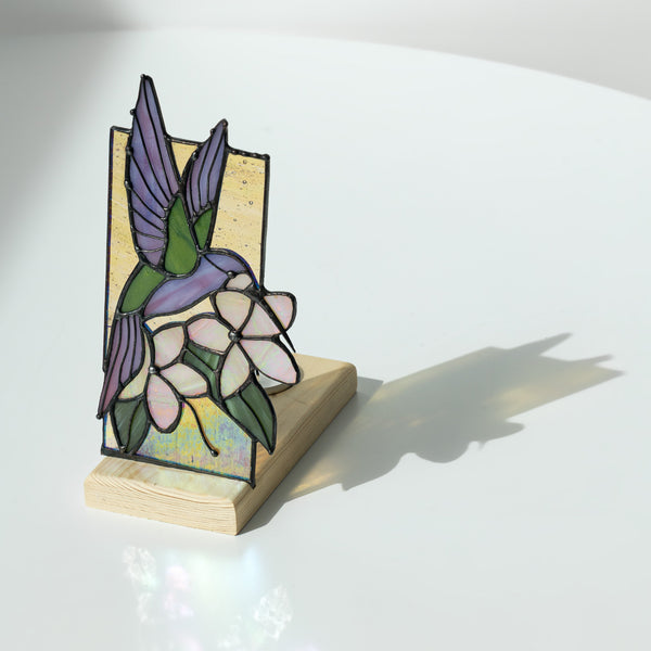 Hummingbird Real Glass Candle Holder | Gift for Mom | Home Bookshelf Windowsill Decor
