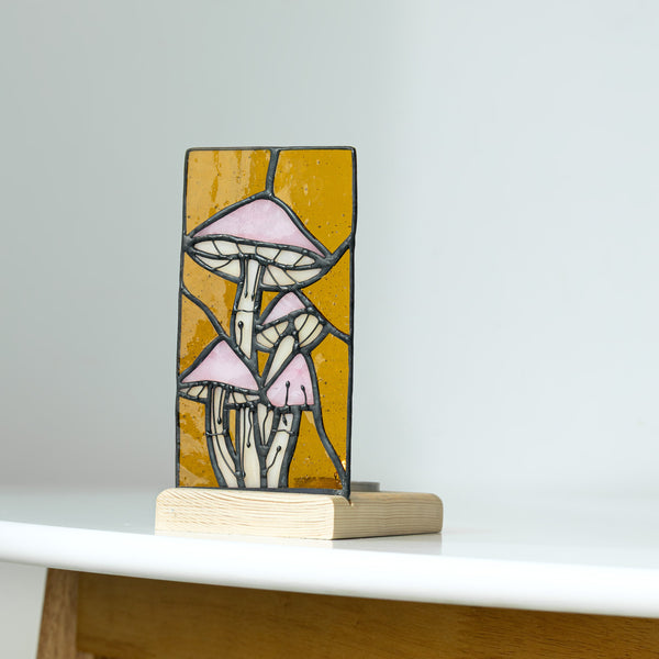 White Mushrooms Panel Candle Holder