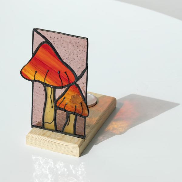 White Mushrooms Panel Candle Holder