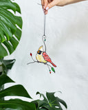 Cardinals Stained Glass Suncatcher – Birds Window Décor