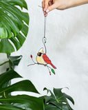 Cardinals Stained Glass Suncatcher – Birds Window Décor
