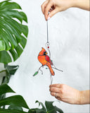 Cardinals Stained Glass Suncatcher – Birds Window Décor