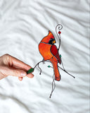 Cardinals Stained Glass Suncatcher – Birds Window Décor