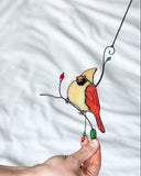 Cardinals Stained Glass Suncatcher – Birds Window Décor