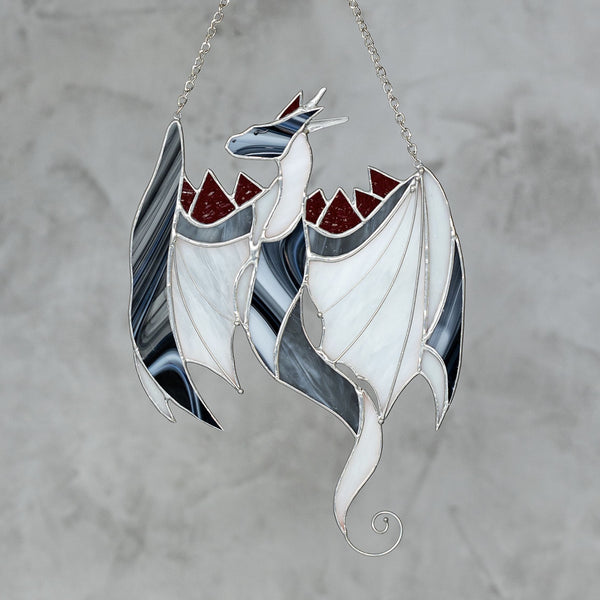 Gray Dragon Stained Glass Hanging