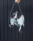 Gray Dragon Stained Glass Hanging