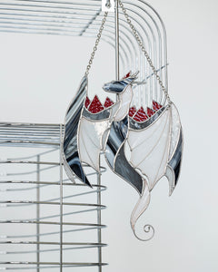 Gray Dragon Stained Glass Hanging