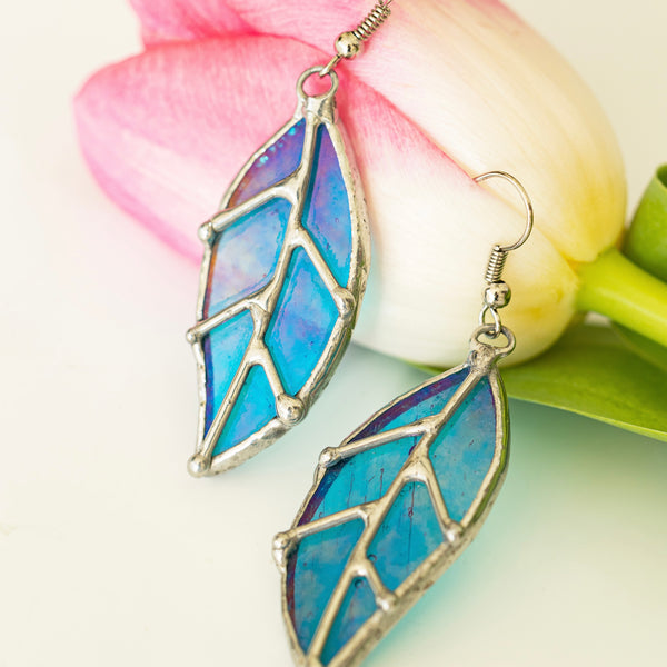 Stained Glass Leaf Earrings
