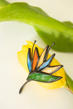 Handmade Stained Glass Flower Brooch – Colorful Tiffany Glass Floral Pin, Botanical Jewelry