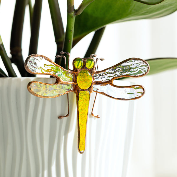 Cute Yellow Dragonfly Plant Pot Clip