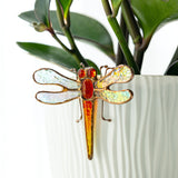 Unique Red Dragonfly Pot Hugger Real Glass Art