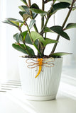 Orange Dragonfly Greenery Pot Decor Real Glass Art