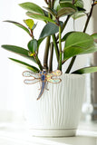 Orange Dragonfly Greenery Pot Decor Real Glass Art