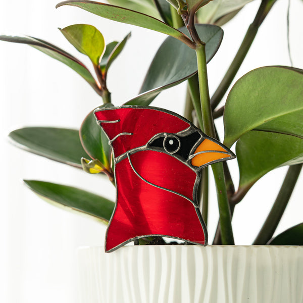 Elegant Cardinal Plant Stake Decor