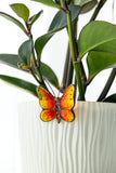 Fused Glass Orange Plant Pot Butterfly Clip