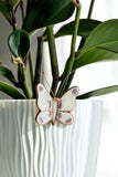 Real Glass Art White Butterfly Plant Clip 
