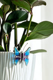 Real Glass Art White Butterfly Plant Clip 