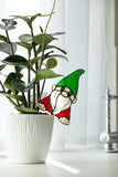 Stained Glass Funny Garden Gnome Planter with Flower Hat