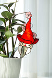Stained Glass Funny Garden Gnome Planter with Flower Hat