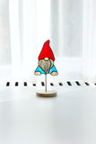 Stained Glass Funny Garden Gnome Planter with Flower Hat