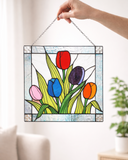 Stained Glass Tulip Suncatcher – Flower Panel Garden Art