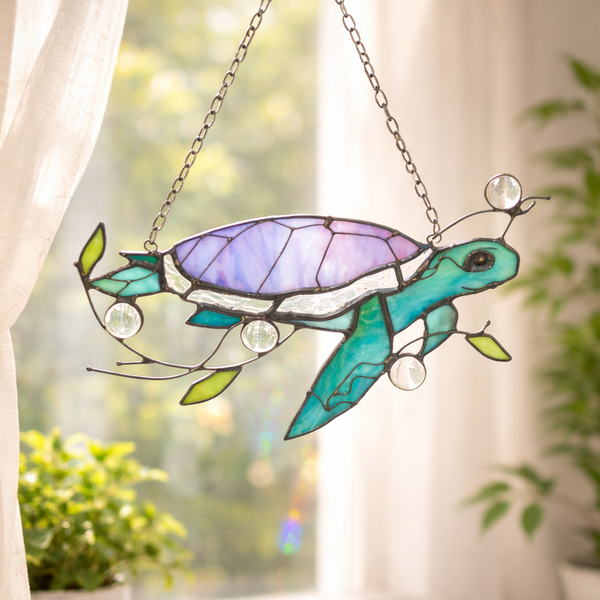 Turtle Stain Glass Suncatcher