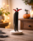 Stained Glass Dracula Figurine | Gothic Vampire Statue on Wooden Base | Halloween Decor | Plant Pot Stake