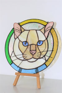 Custom Cat Portrait, Stained glass Suncatcher