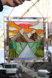 Stained Glass Picture Mountains – Panel Window Décor Art