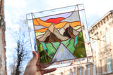 Stained Glass Picture Mountains – Panel Window Décor Art