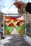 Stained Glass Picture Mountains – Panel Window Décor Art