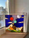 Stained Glass Picture Mountains – Panel Window Décor Galaxy Art